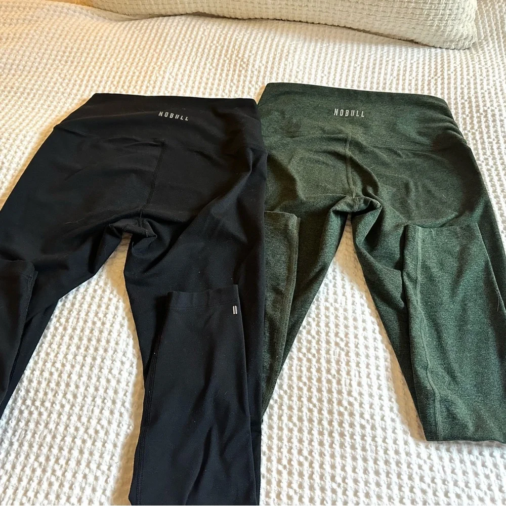 NOBULL Womens Black and Heather Green Leggings - Picture 4 of 4